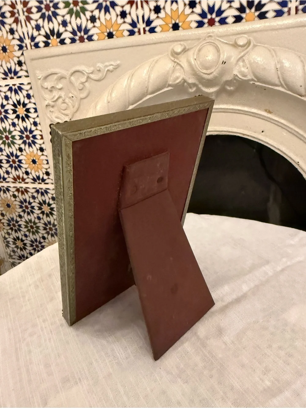 Mid Century Brass and Faux Mother of Pearl 5x7” Picture Photo Frame